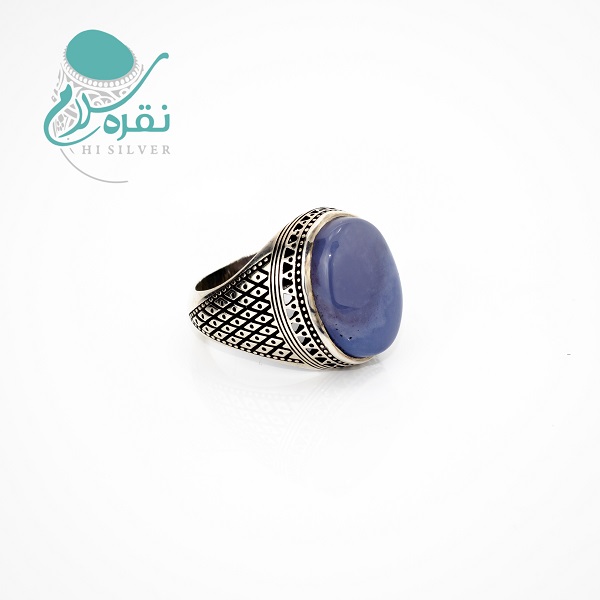 انگشتر نقره فیلی حمزه مردانه عقیق یمنی کبود