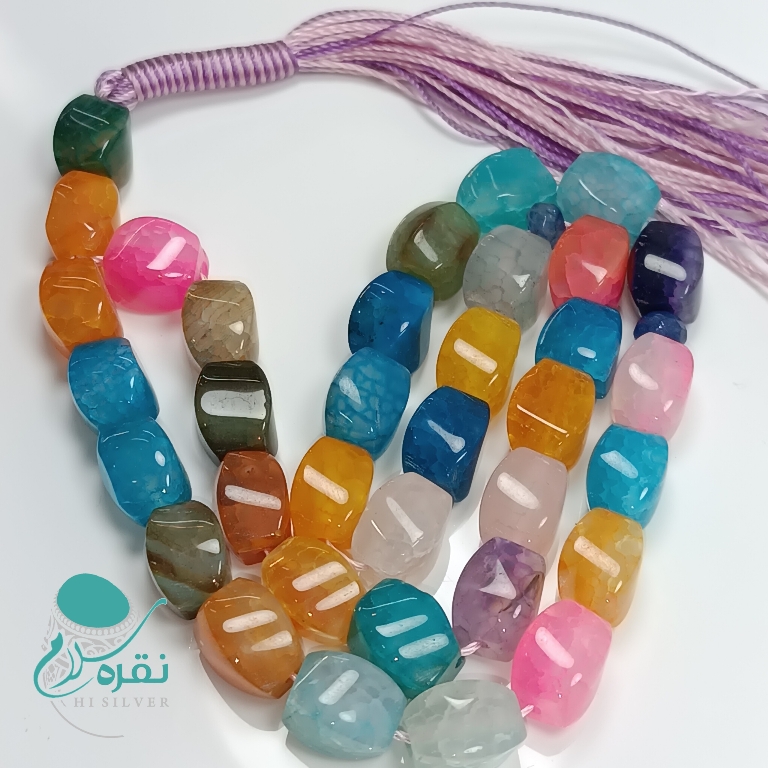 تسبیح سنگ اصلی ام البنین طرح ترکیده پیچ