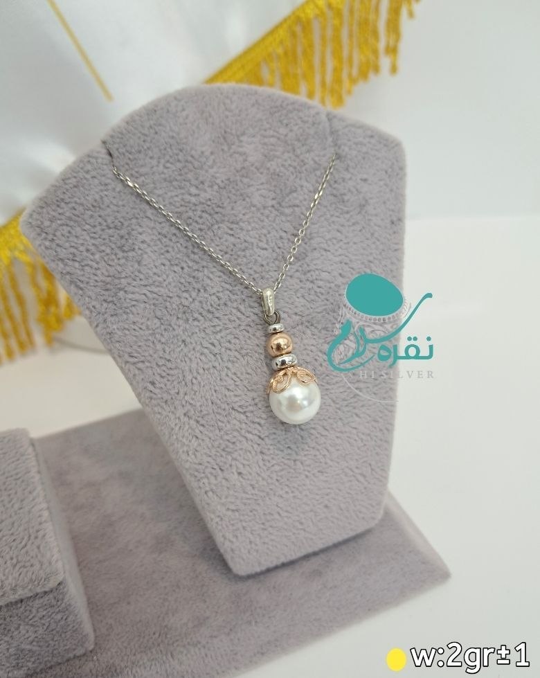 گردنبند جواهر تمام نقره مروارید اصل