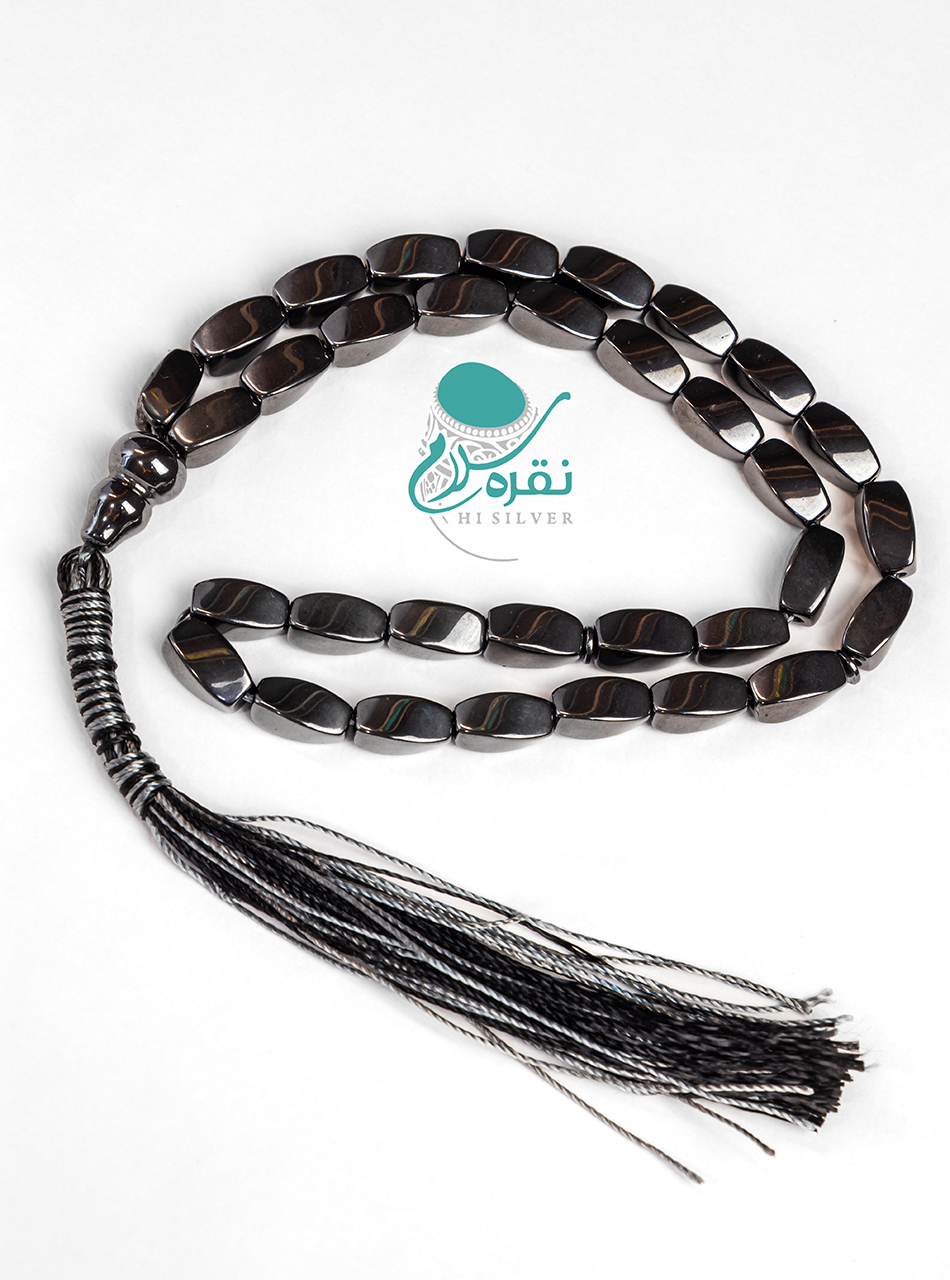 تسبیح سنگ اصلی حدید 33 دانه طرح پیچ